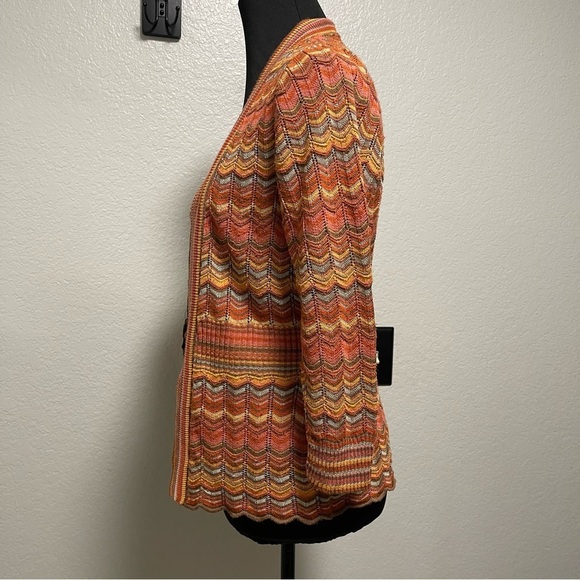 Ruby Rd. Multicolor Striped Scalloped Bottom Women's Boho Cardigan Size Small - Picture 6 of 8